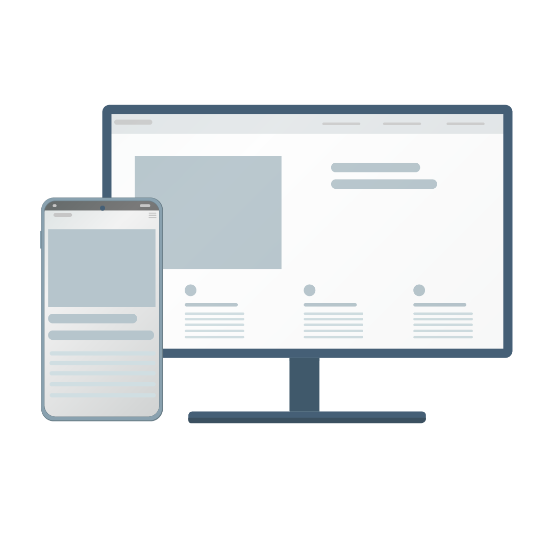 Illustration eines Handys, auf dem eine nicht für Handys optimierte Website angezeigt wird. Der Inhalt geht über den Handyscreen hinaus.
