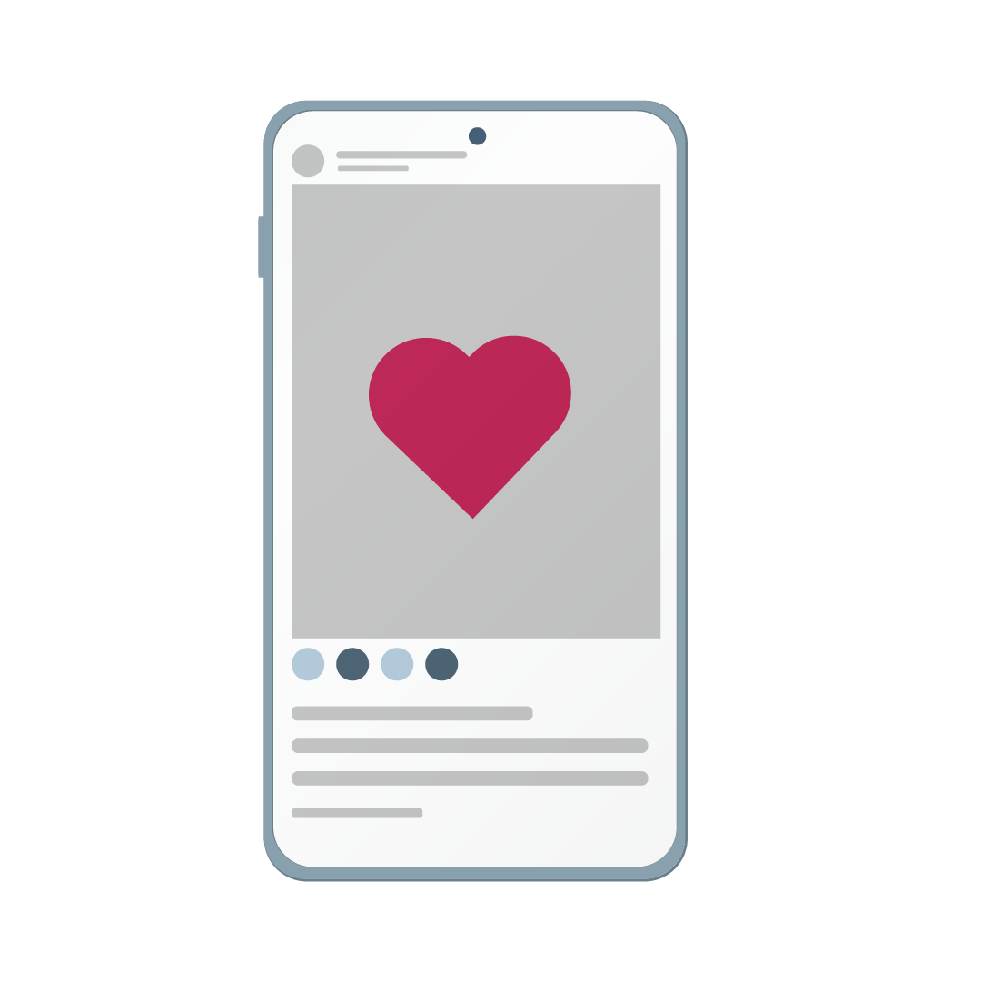 Eine Illustration eines Social Media Profils mit vielen Herzen
